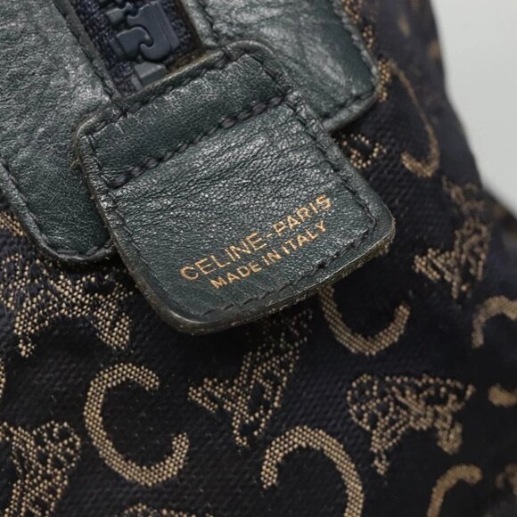 CELINE C Sulky Hand Bag Canvas Navy Gold Auth - Picture 11 of 14